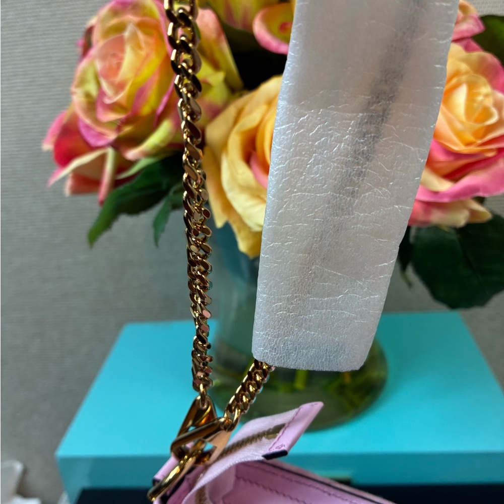 NWT Authentic Versace Pink & White Plaid Fabric Shoulder Bag w/ Dustbag & Box - Picture 8 of 12